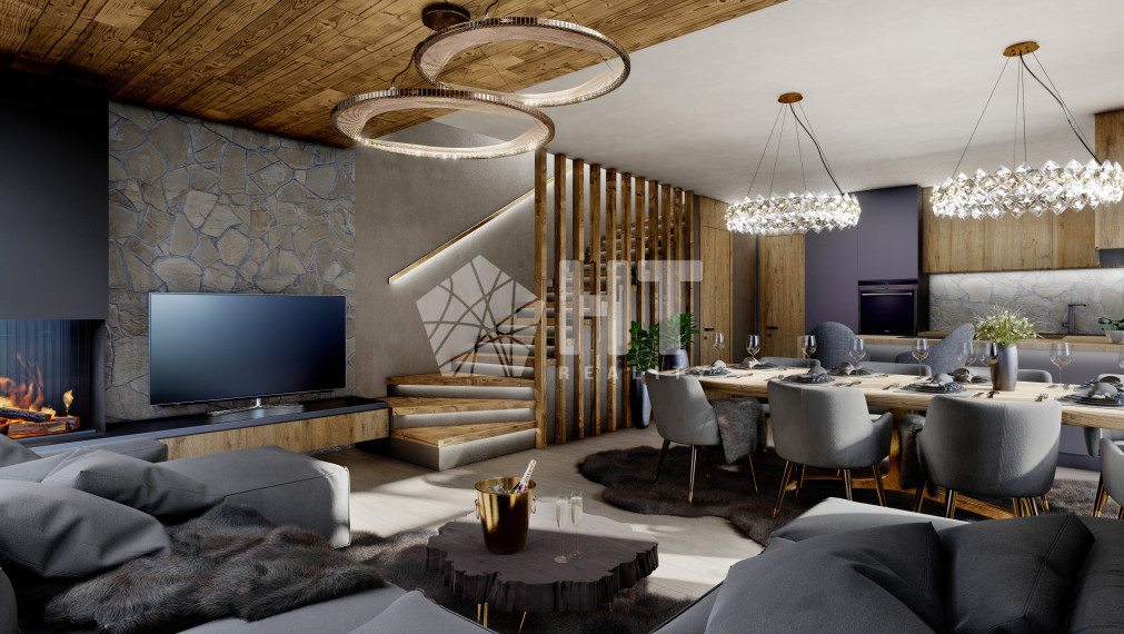 4 izbový „Chalet Grandview C“ Vysoké Tatry - Stará Lesná , s 2 kúpeľňami  a pozemkom o výmere 225 m2