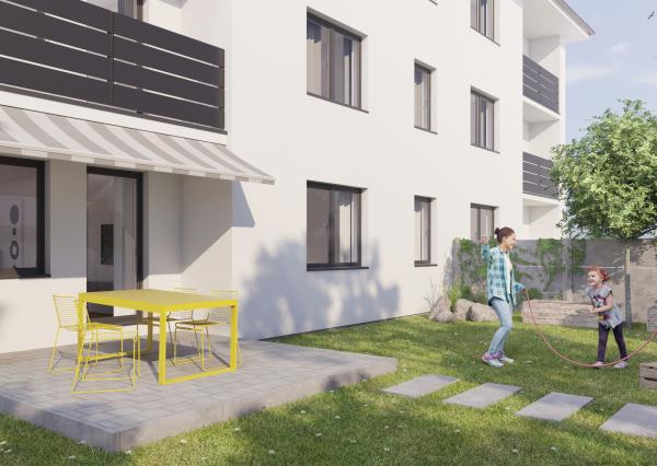 Ponúkame na predaj 2 izbový byt s ÚP 59,2m2, záhradou 82,6m2 a 2 parkovacími miestami