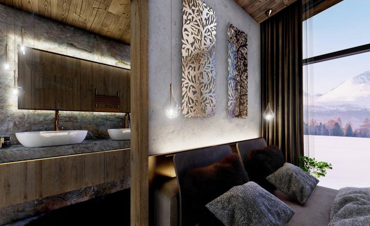 4 izbový „Chalet Grandview C“ Vysoké Tatry - Stará Lesná , s 2 kúpeľňami  a pozemkom o výmere 225 m2 - fotografia 5